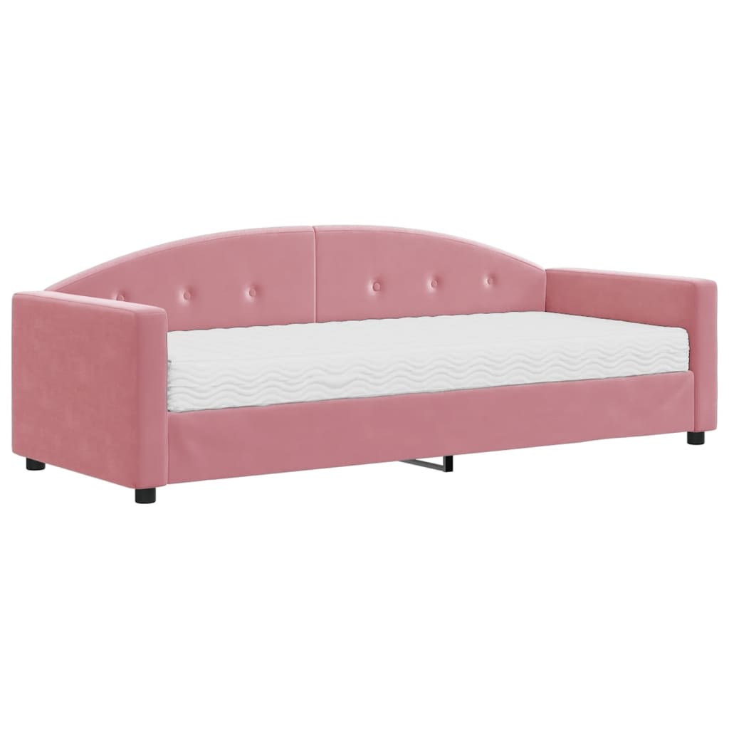 Sofá cama con colchón terciopelo rosa 80x200 cm