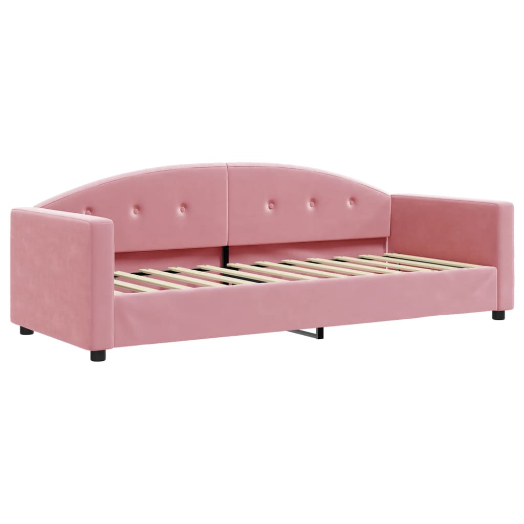 Sofá cama con colchón terciopelo rosa 80x200 cm