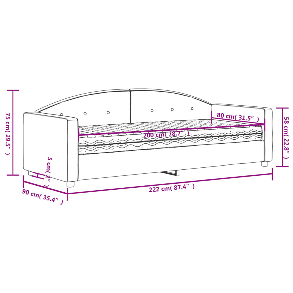 Sofá cama con colchón terciopelo rosa 80x200 cm