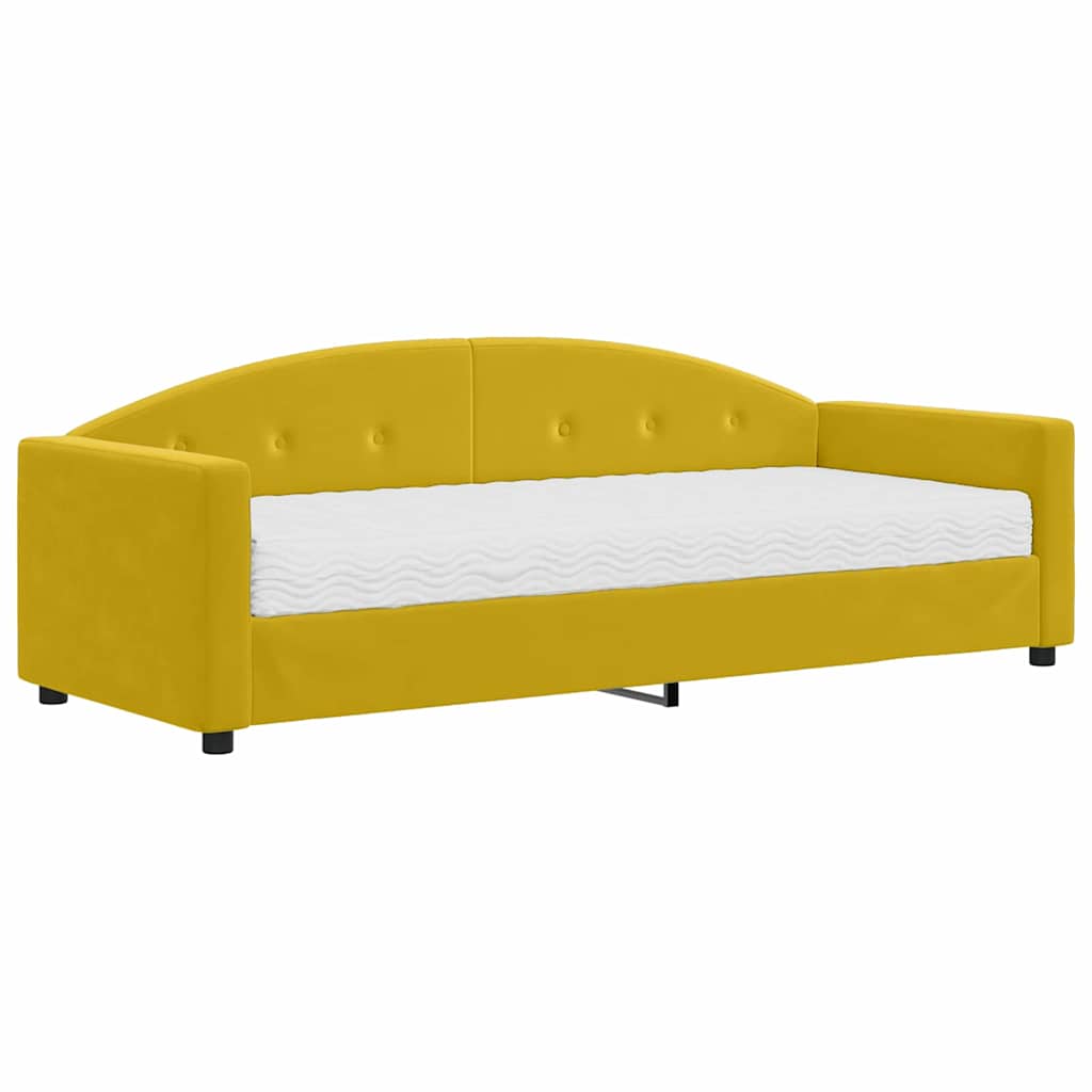 Sofá cama con colchón terciopelo amarillo 80x200 cm