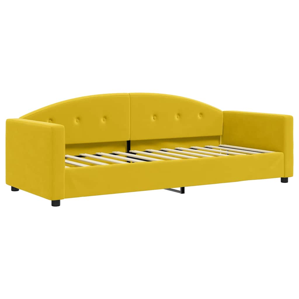 Sofá cama con colchón terciopelo amarillo 80x200 cm