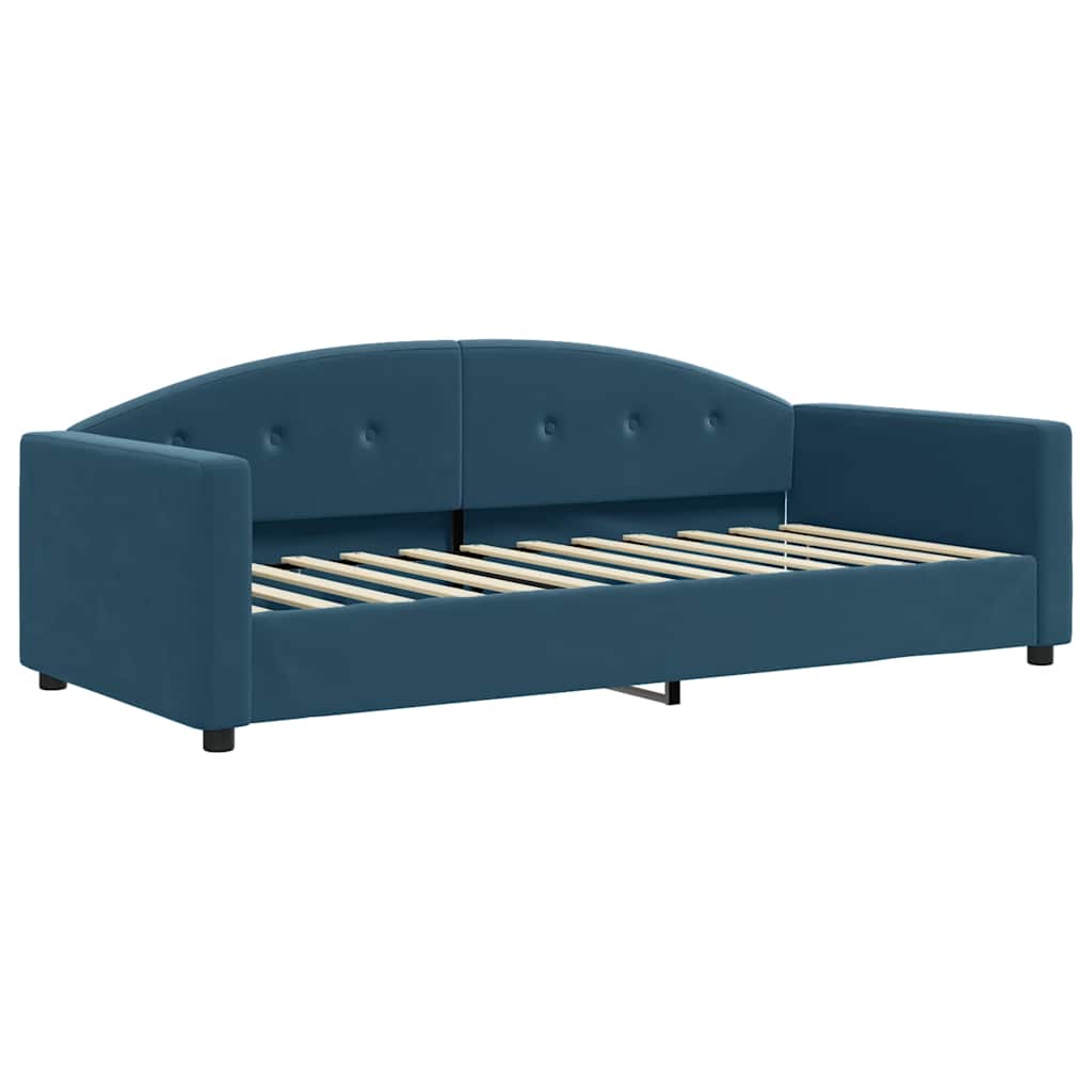 Sofá cama con colchón terciopelo azul 90x200 cm