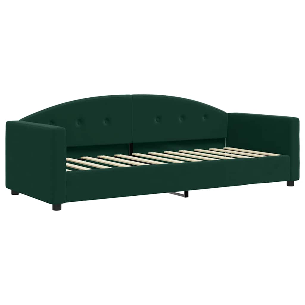 Sofá cama con colchón terciopelo verde oscuro 90x200 cm