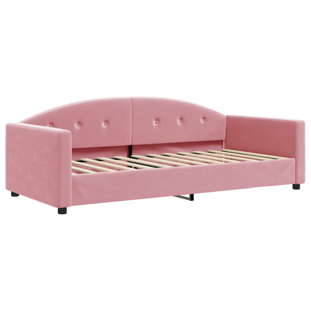 Sofá cama con colchón terciopelo rosa 90x200 cm