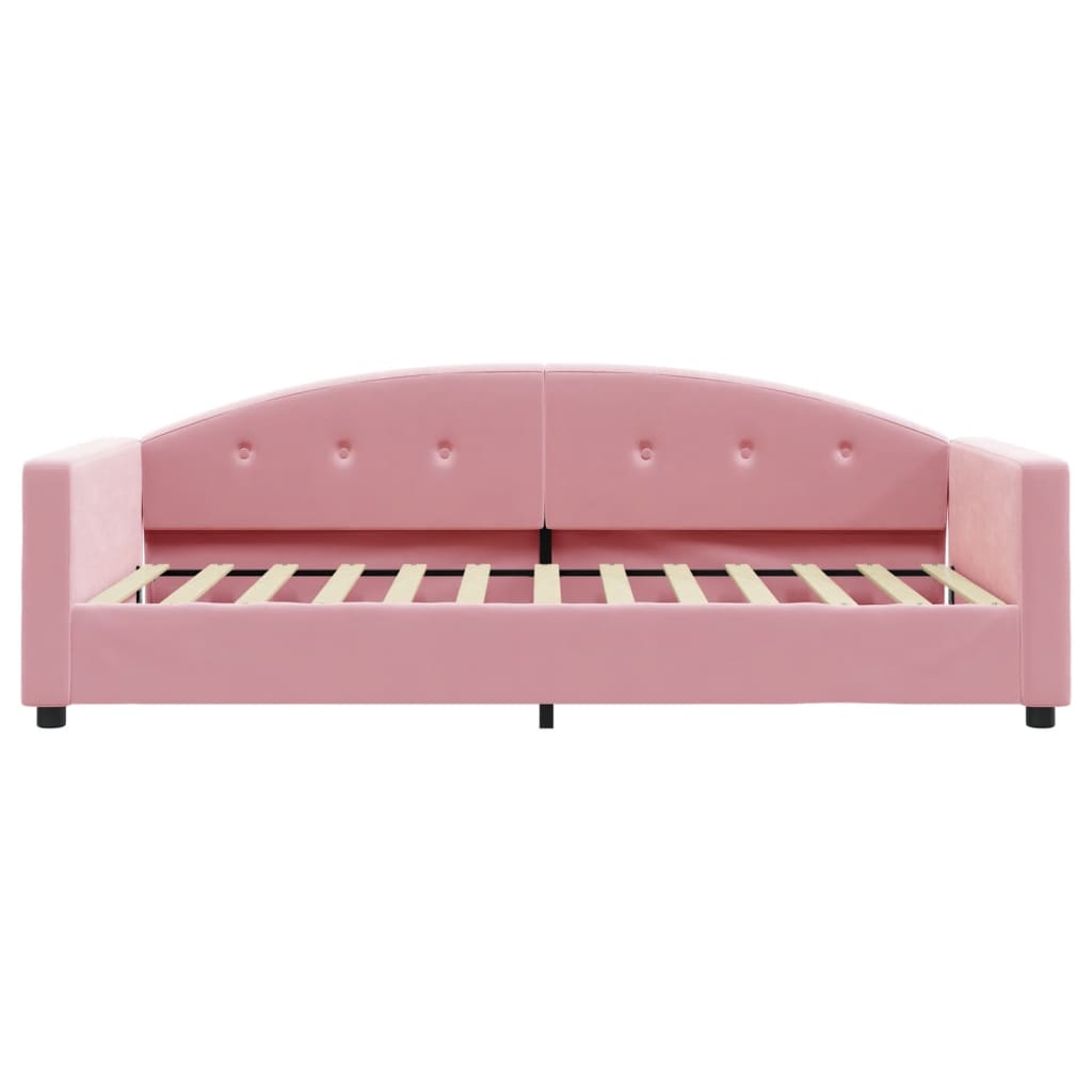 Sofá cama con colchón terciopelo rosa 90x200 cm