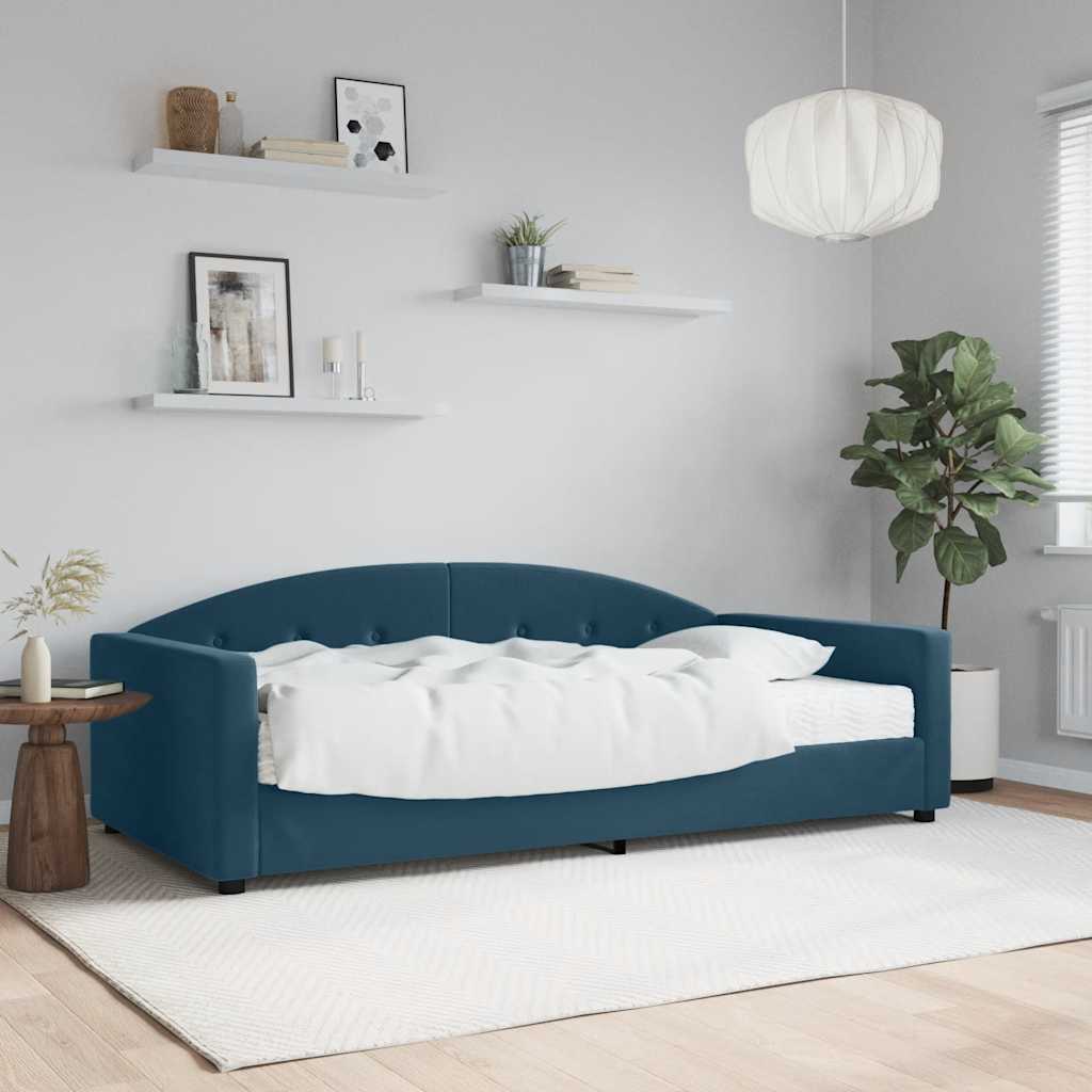 Sofá cama con colchón terciopelo azul 100x200 cm