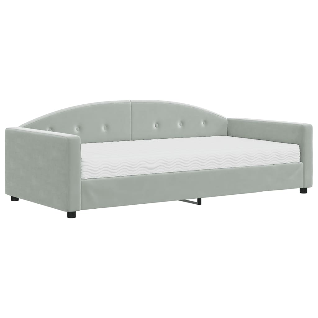 Sofá cama con colchón terciopelo gris claro 100x200 cm