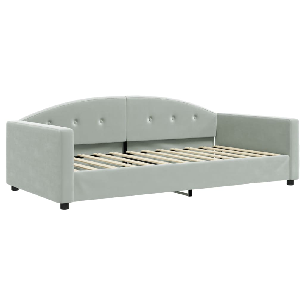 Sofá cama con colchón terciopelo gris claro 100x200 cm