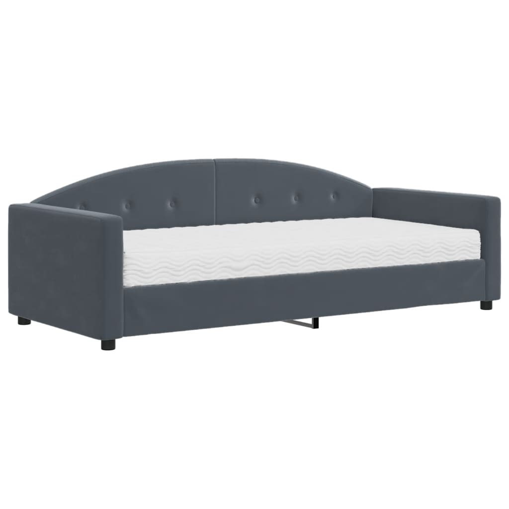 Sofá cama con colchón terciopelo gris oscuro 90x190 cm