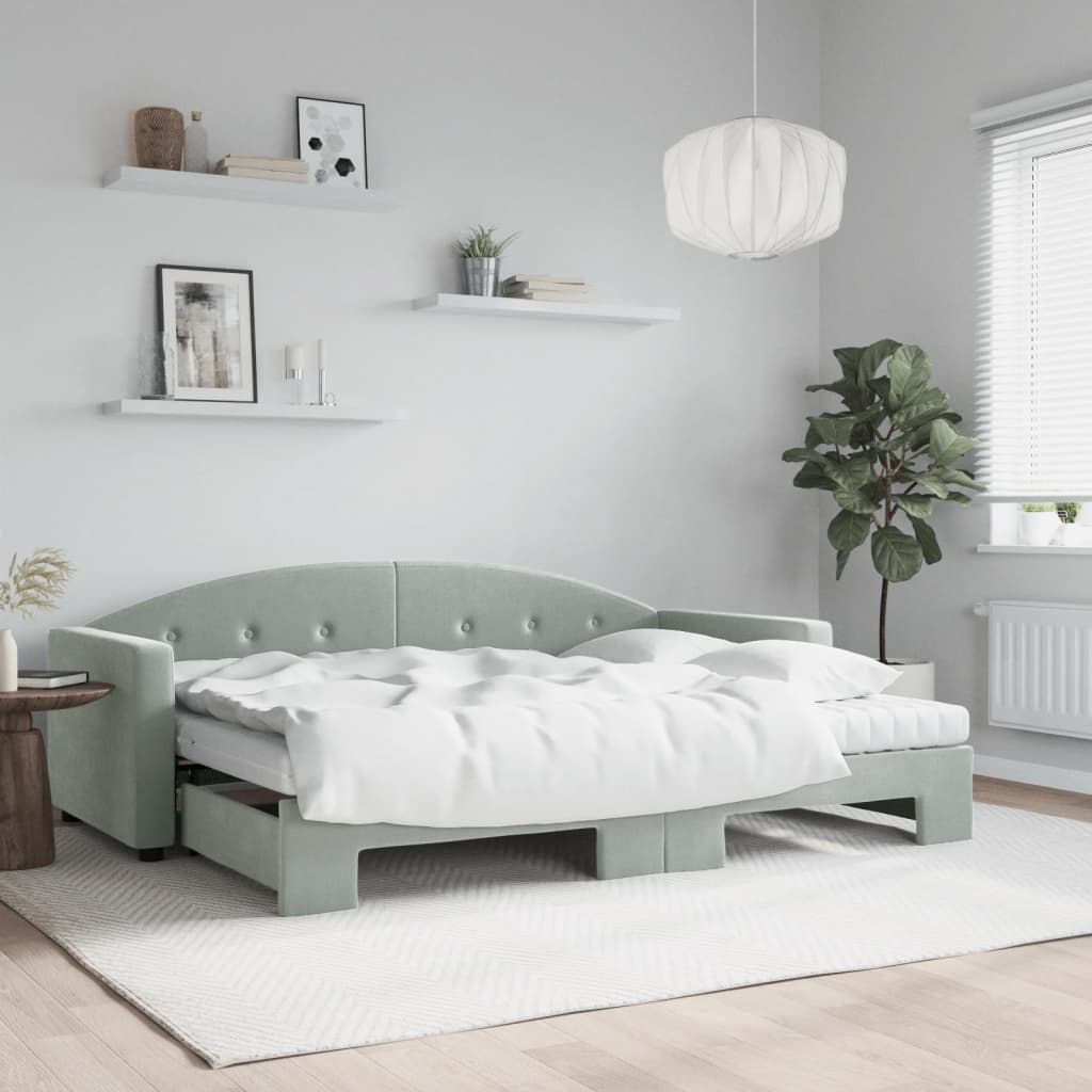 Daybed with trundle and yellow velvet mattress 100x200 cm