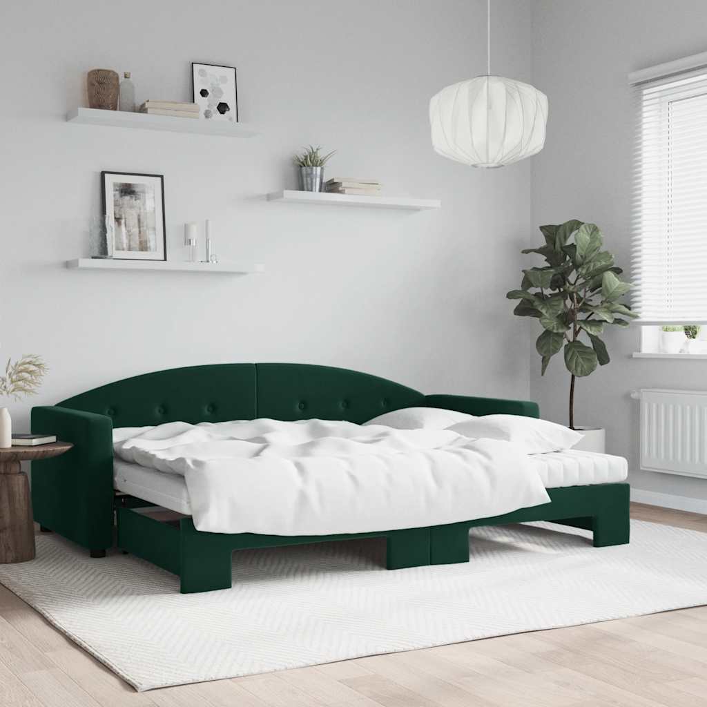 Daybed with trundle and yellow velvet mattress 100x200 cm