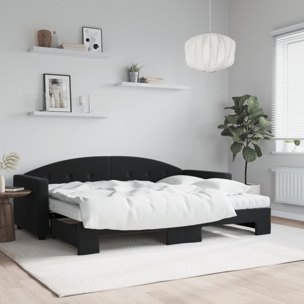Daybed with trundle and yellow velvet mattress 100x200 cm