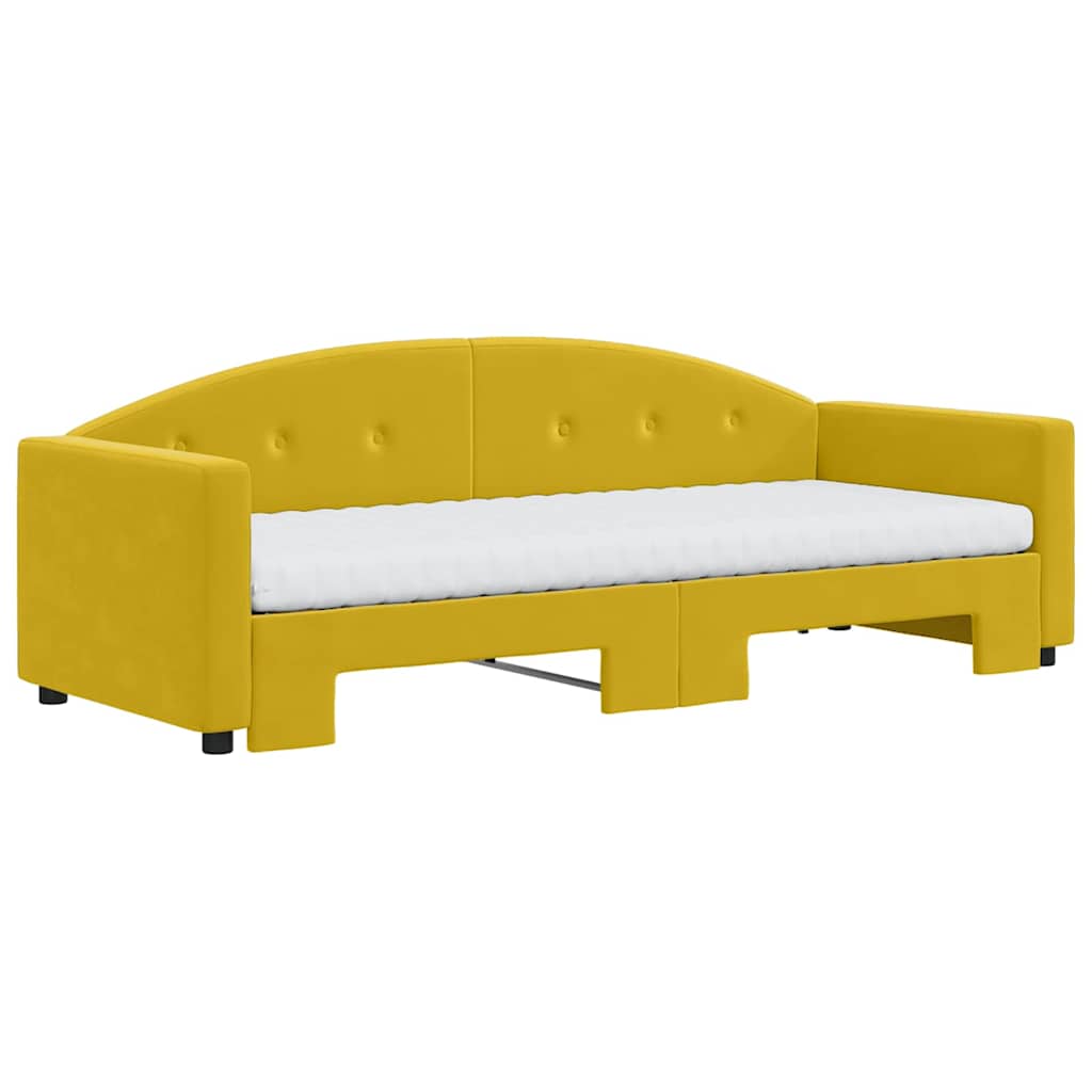 Sofá cama nido con cajones terciopelo amarillo 80x200 cm
