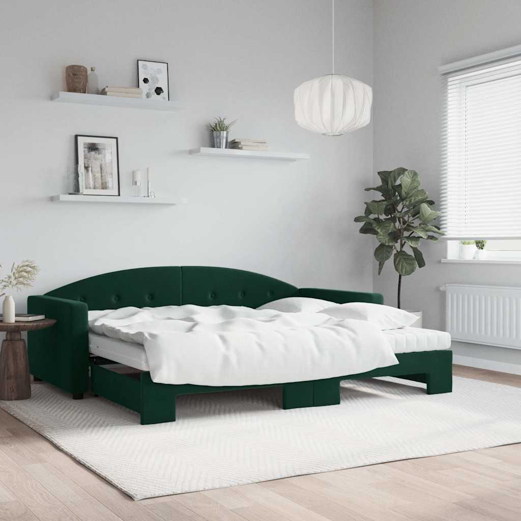 Daybed with trundle and yellow velvet mattress 100x200 cm