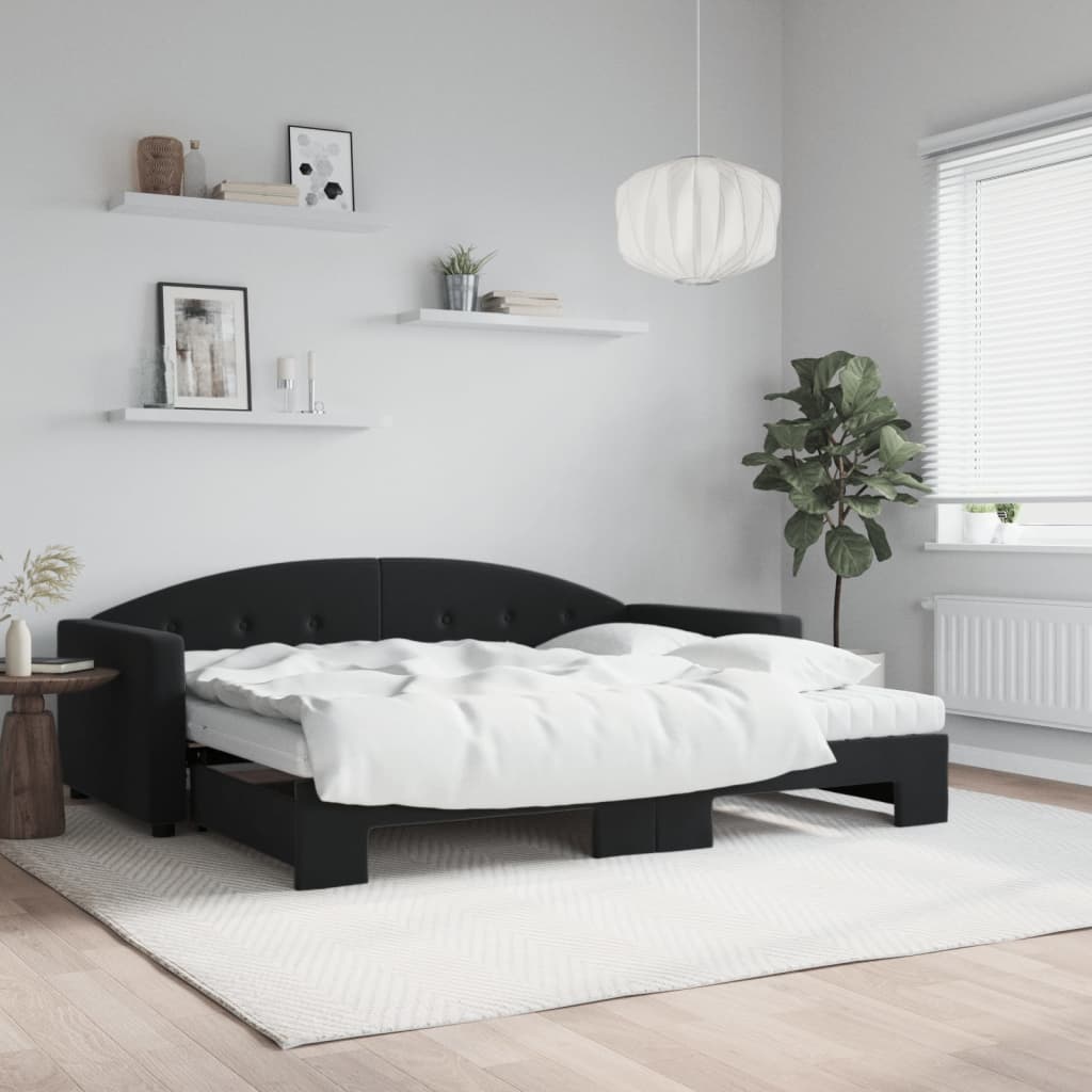Daybed with trundle and yellow velvet mattress 100x200 cm