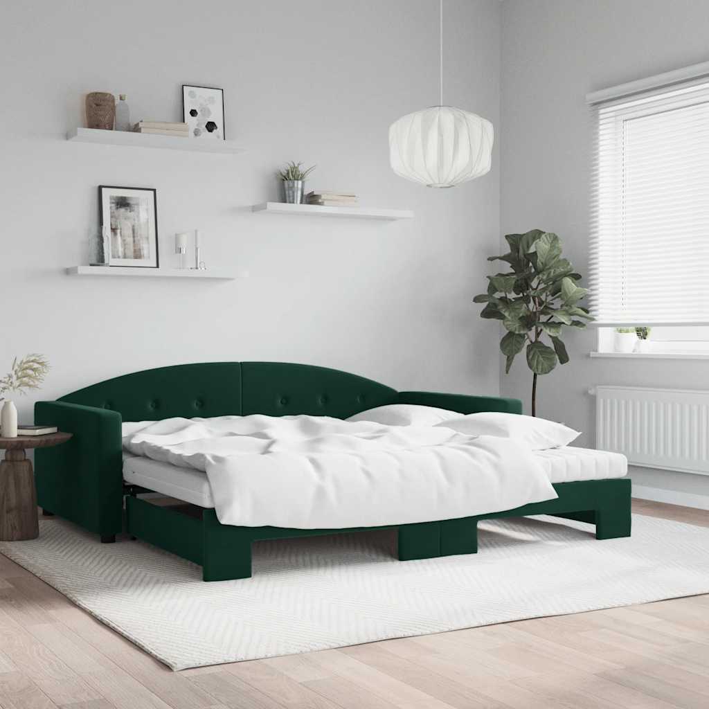 Daybed with trundle and yellow velvet mattress 100x200 cm