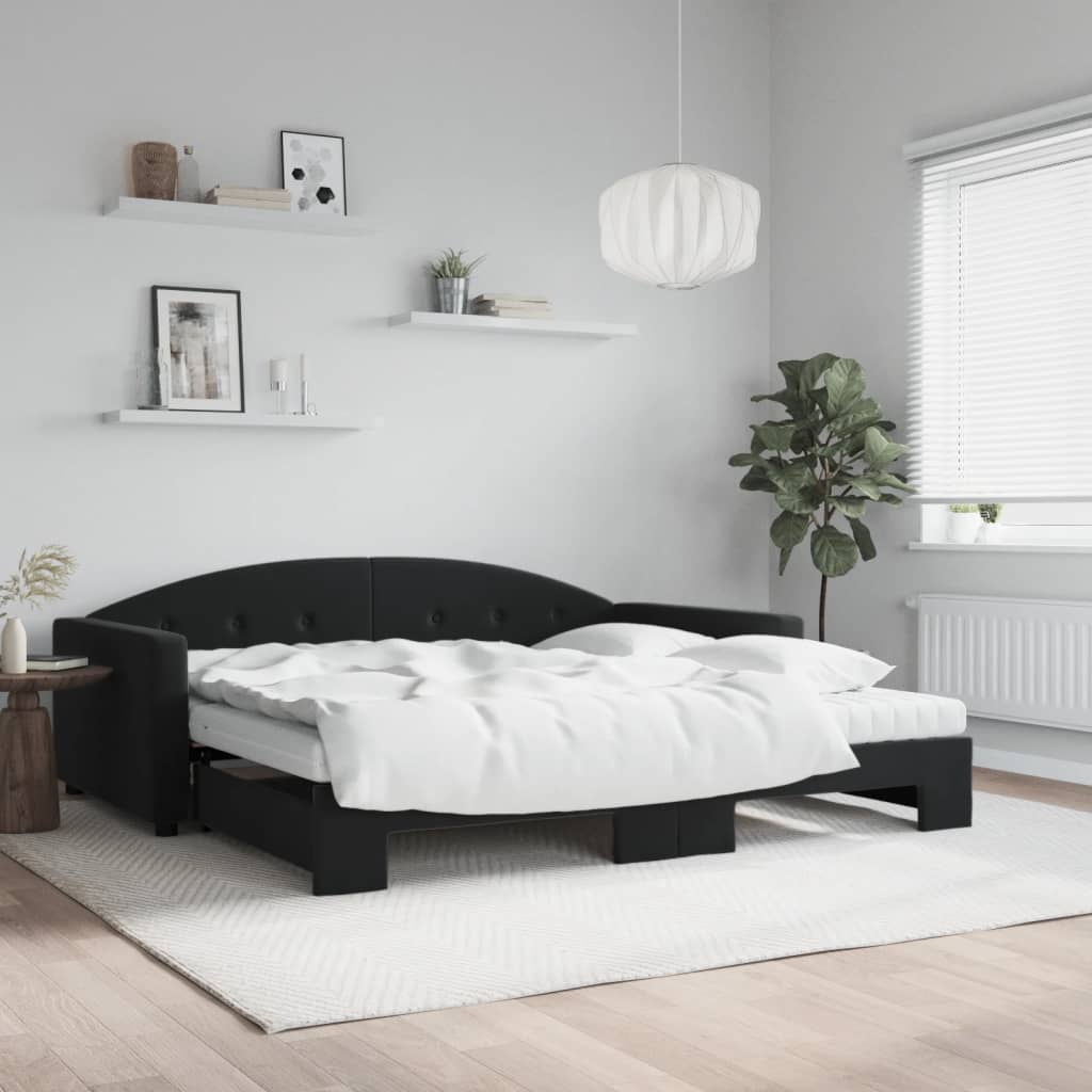 Daybed with trundle and yellow velvet mattress 100x200 cm