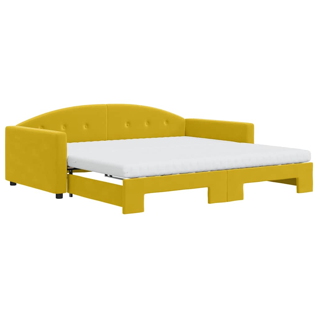 Sofá cama nido con colchón terciopelo amarillo 100x200 cm