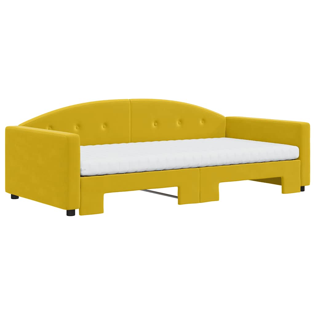 Sofá cama nido con colchón terciopelo amarillo 100x200 cm