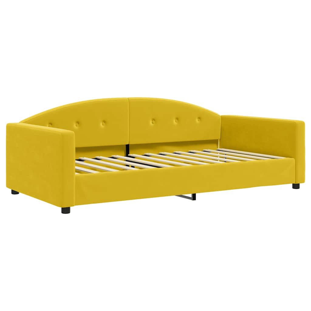 Sofá cama nido con colchón terciopelo amarillo 100x200 cm