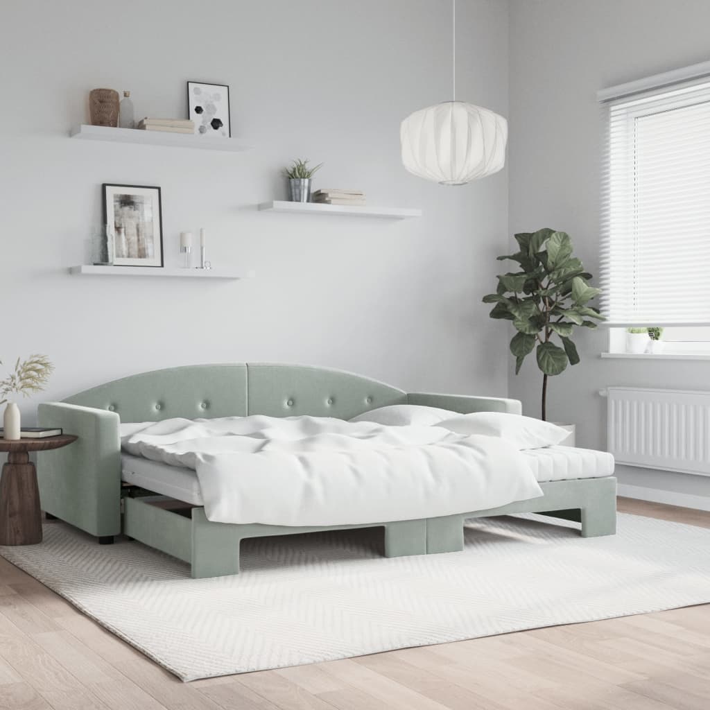 Daybed with trundle and yellow velvet mattress 100x200 cm