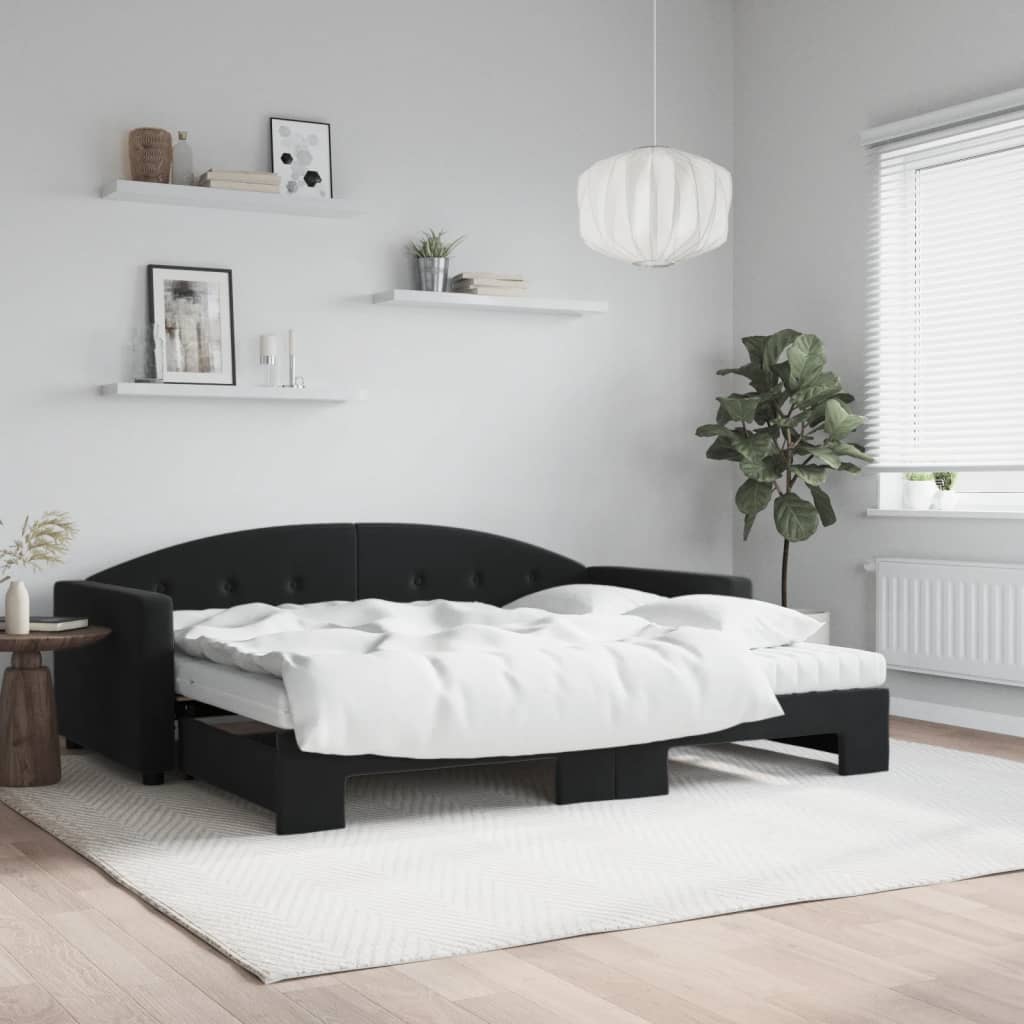 Daybed with trundle and yellow velvet mattress 100x200 cm