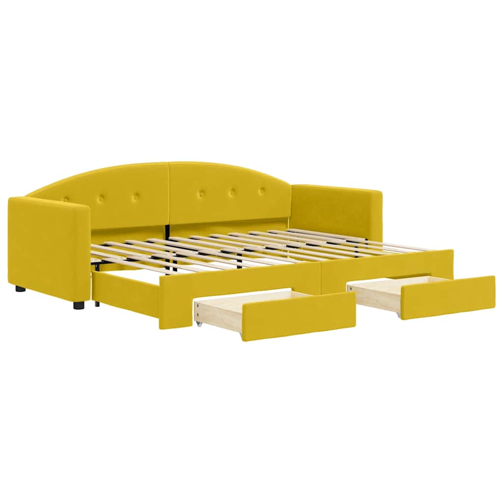 Sofá cama nido con cajones terciopelo amarillo 80x200 cm