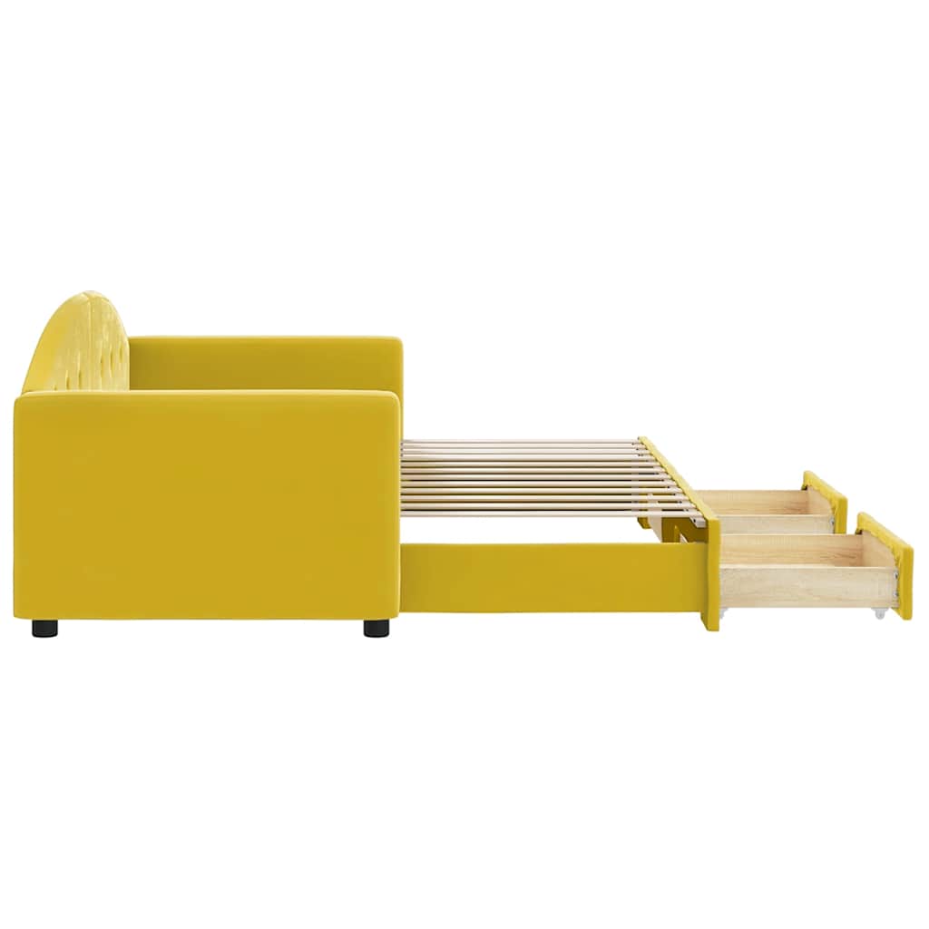 Sofá cama nido con cajones terciopelo amarillo 80x200 cm