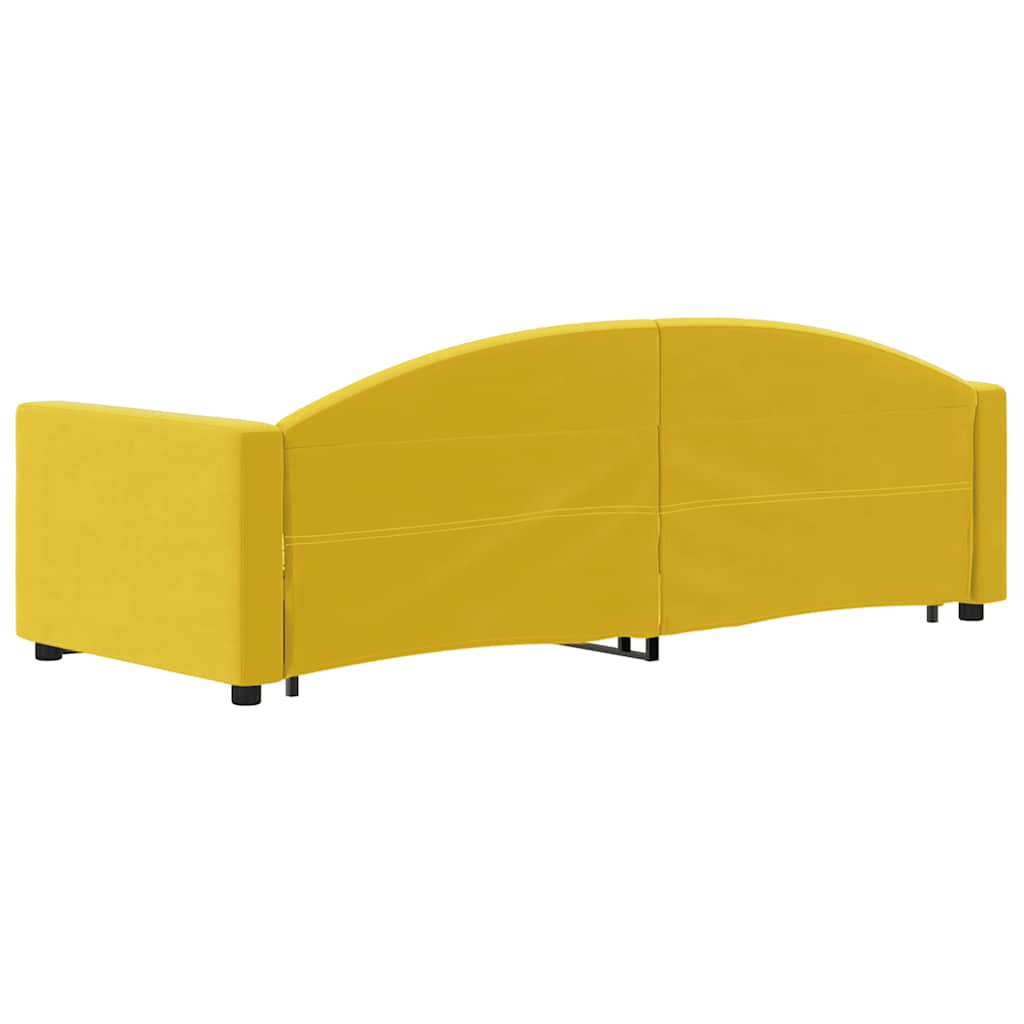 Sofá cama nido con cajones terciopelo amarillo 80x200 cm