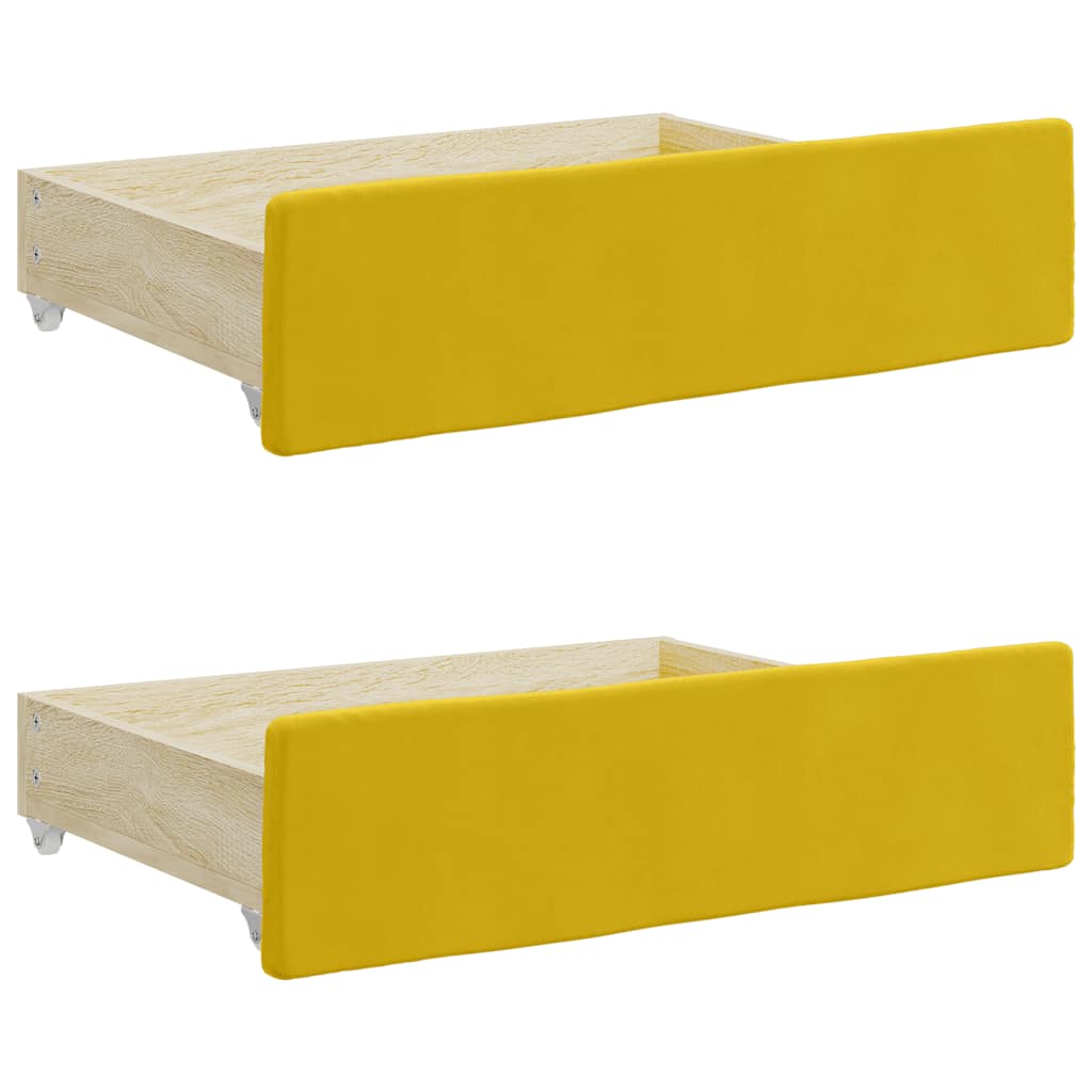 Sofá cama nido con cajones terciopelo amarillo 80x200 cm