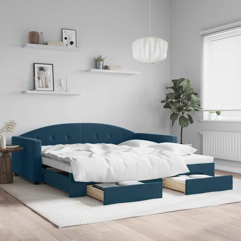 Sofá cama nido con cajones terciopelo amarillo 80x200 cm