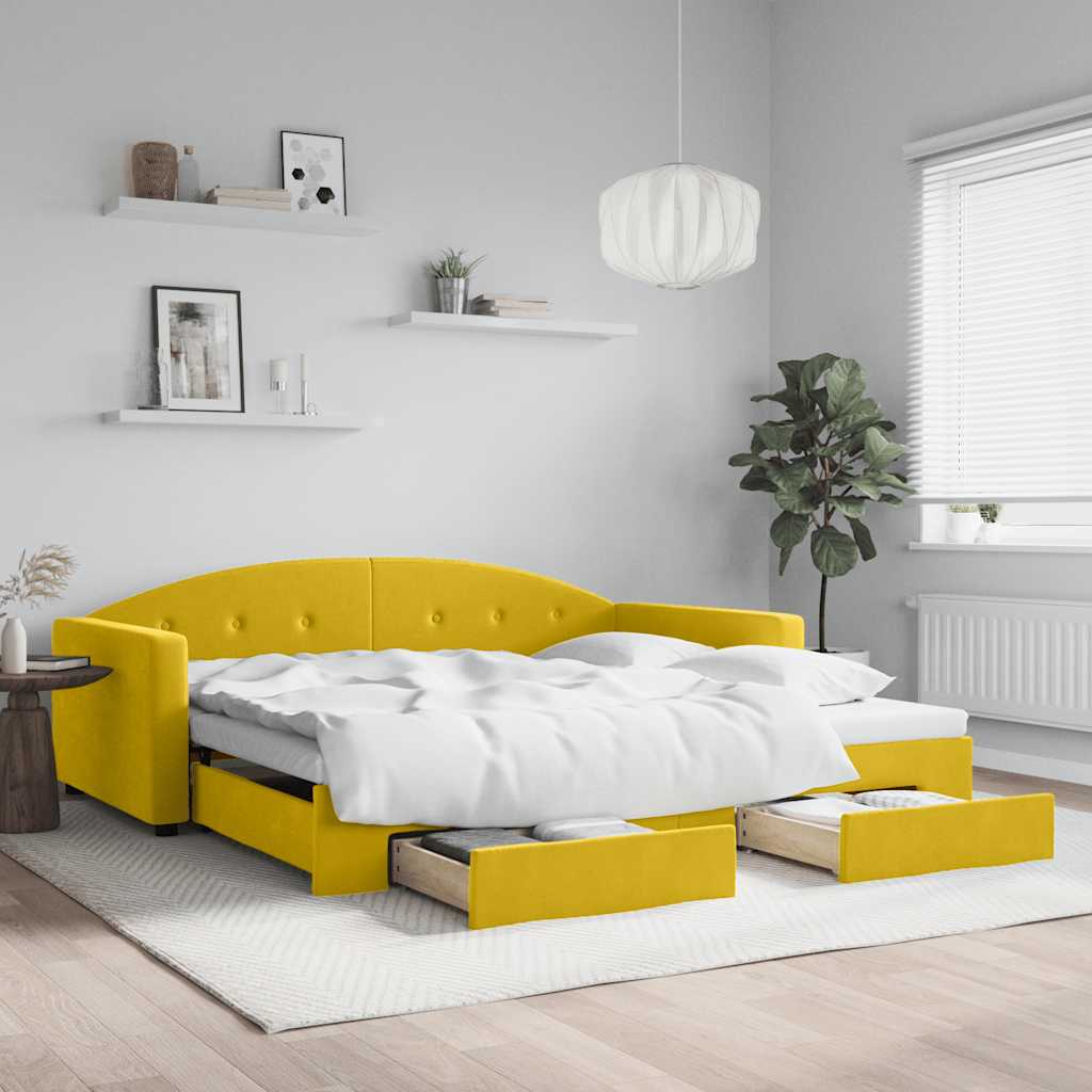 Sofá cama nido con cajones tela gris claro 100x190 cm
