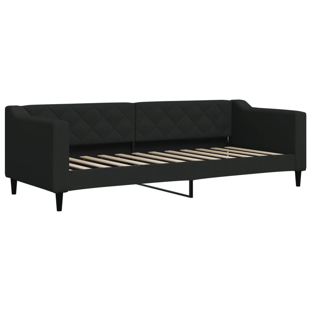 Sofá cama con colchón tela negro 80x200 cm
