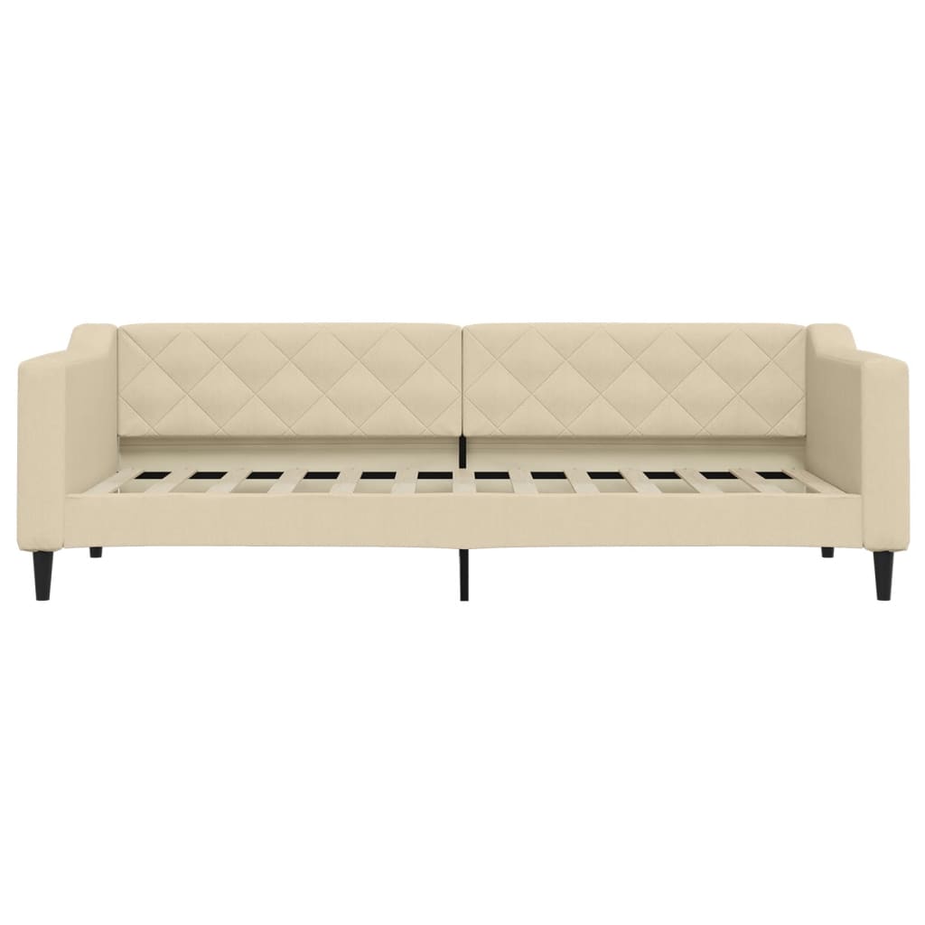 Sofá cama con colchón tela crema 80x200 cm