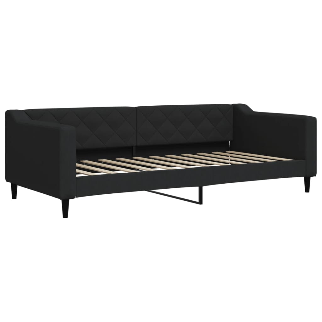 Sofá cama con colchón tela negro 90x200 cm