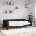 Sofá cama con colchón tela negro 100x200 cm