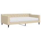 Sofá cama con colchón tela crema 100x200 cm