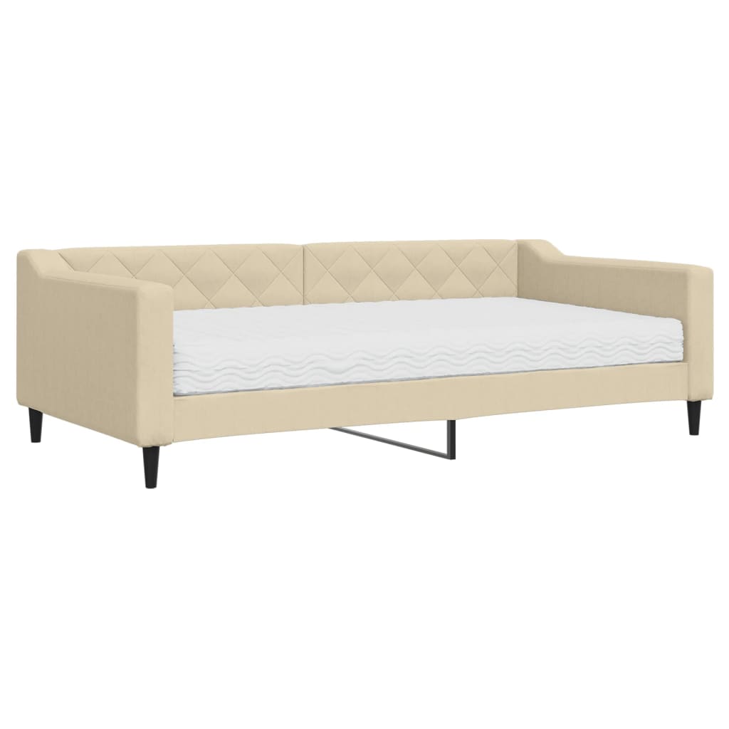 Sofá cama con colchón tela crema 100x200 cm