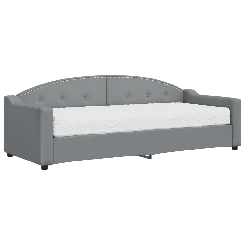 Sofá cama con colchón tela gris claro 80x200 cm
