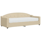 Sofá cama con colchón tela crema 80x200 cm