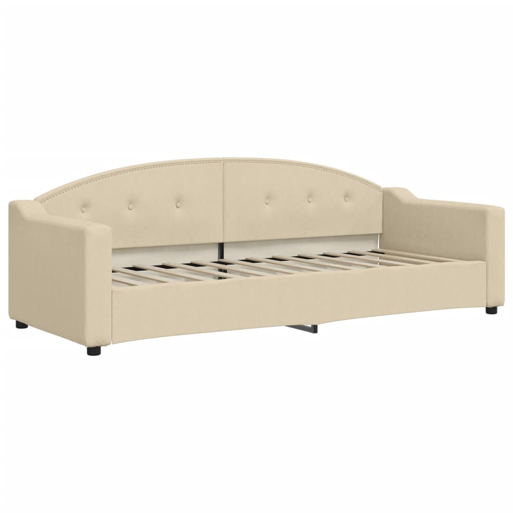 Sofá cama con colchón tela crema 80x200 cm