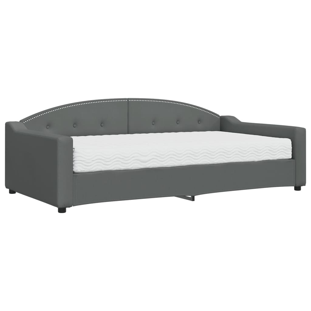 Sofá cama con colchón tela gris oscuro 100x200 cm