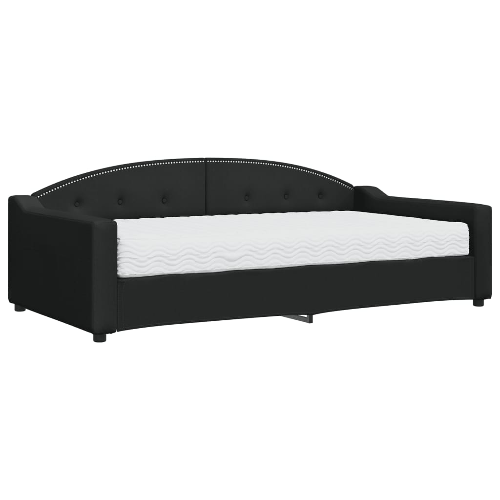 Sofá cama con colchón tela negro 100x200 cm
