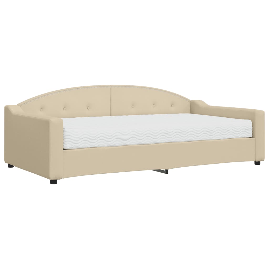 Sofá cama con colchón tela crema 100x200 cm