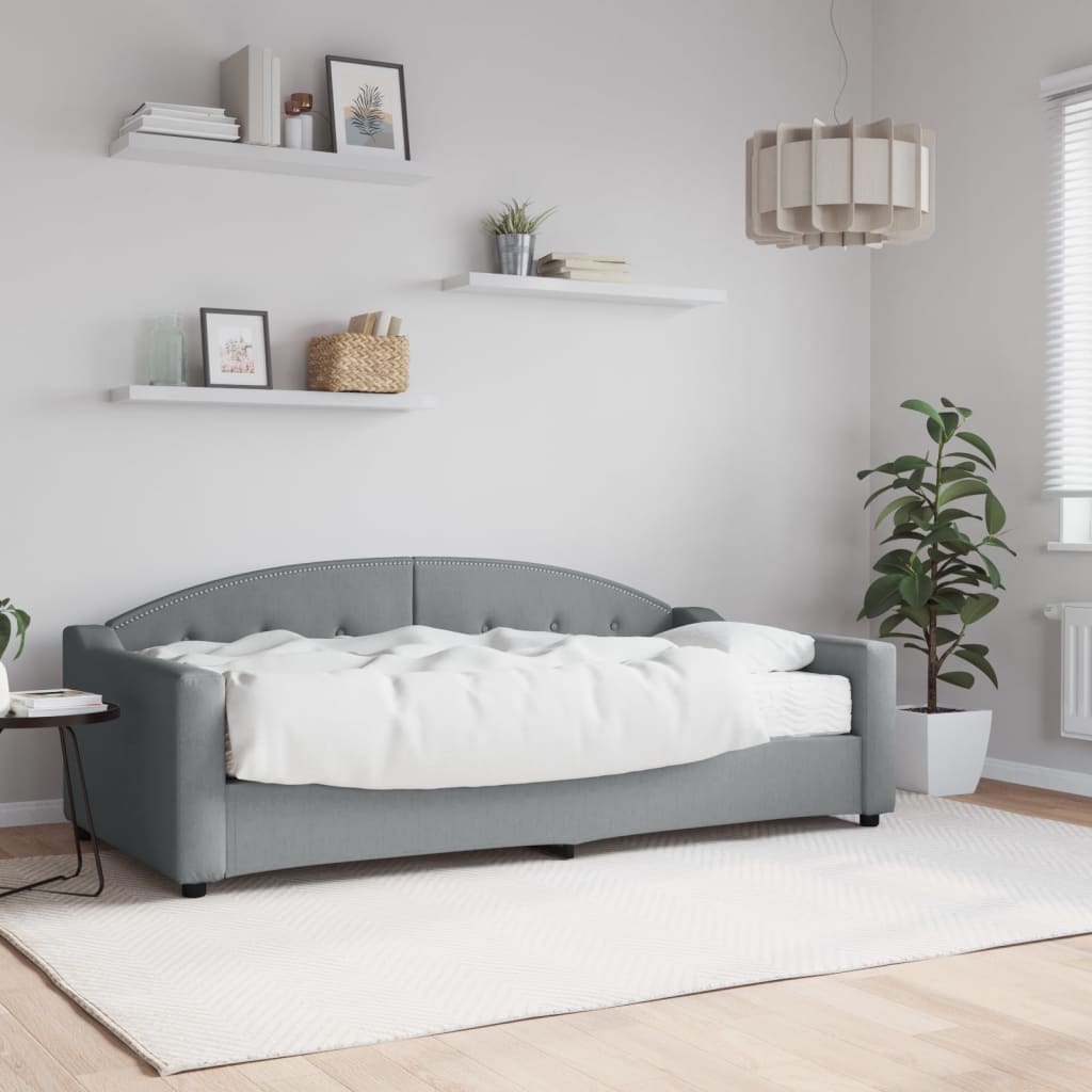 Sofá cama con colchón tela gris claro 90x190 cm