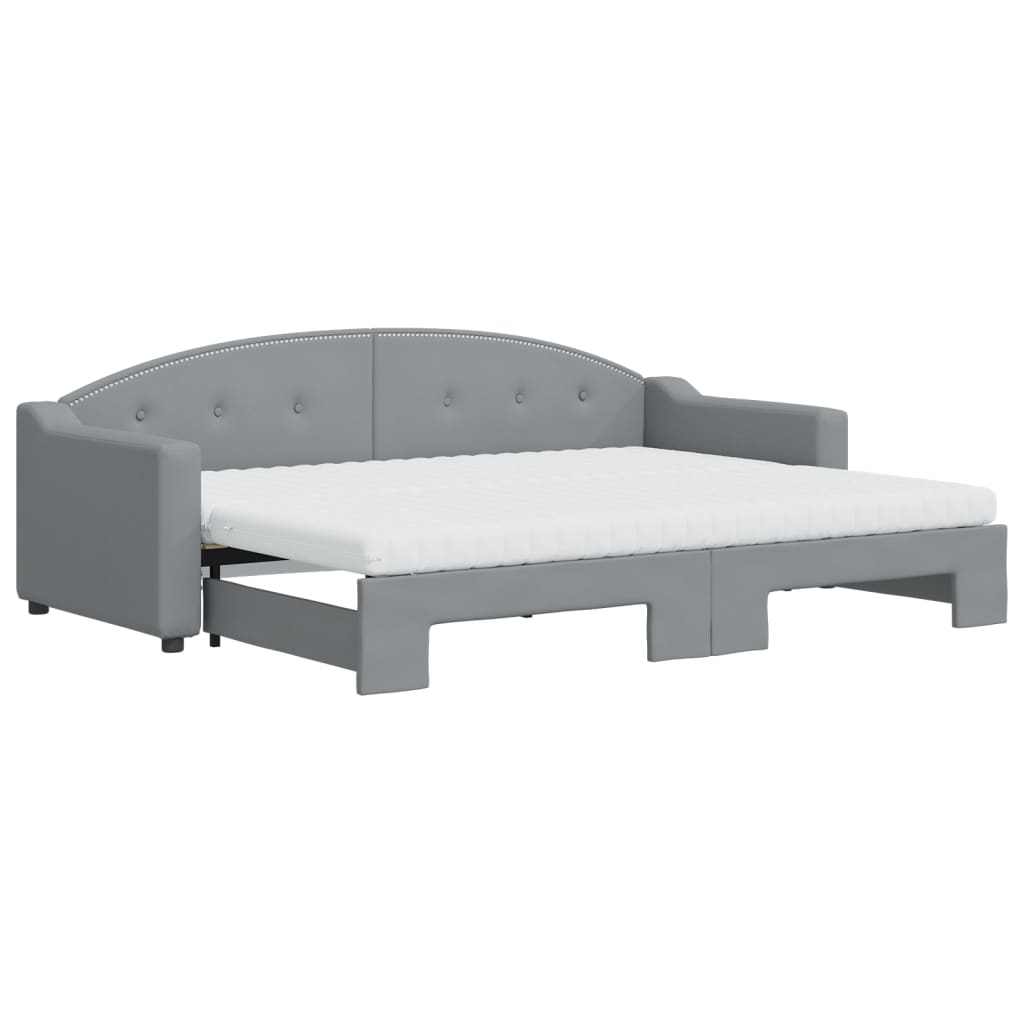 Sofá cama nido con colchón tela gris claro 80x200 cm
