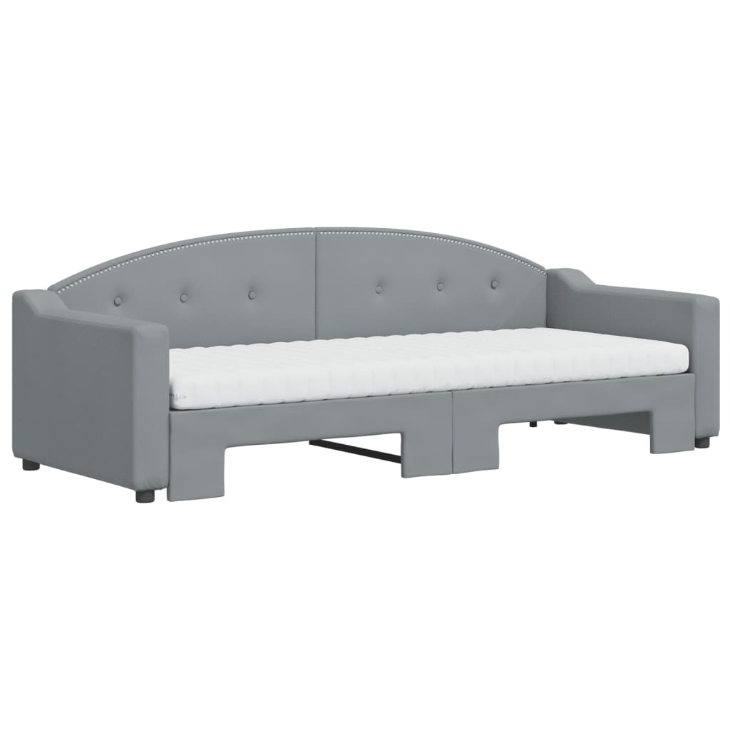Sofá cama nido con colchón tela gris claro 80x200 cm