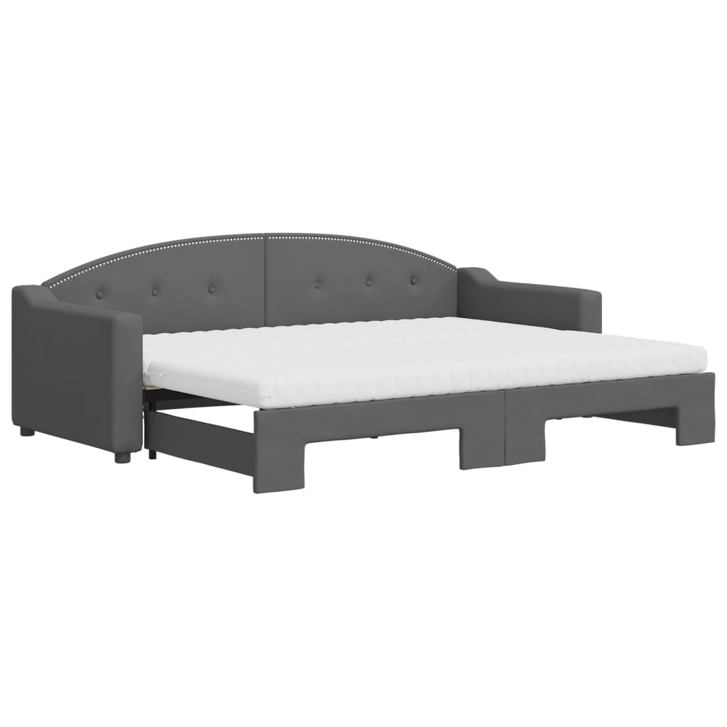 Sofá cama nido con colchón tela gris oscuro 80x200 cm