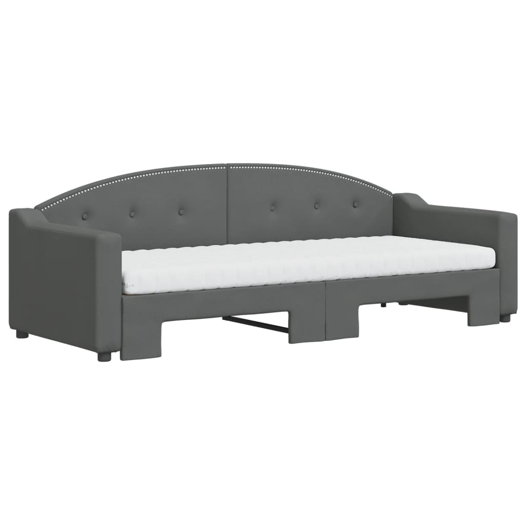 Sofá cama nido con colchón tela gris oscuro 80x200 cm