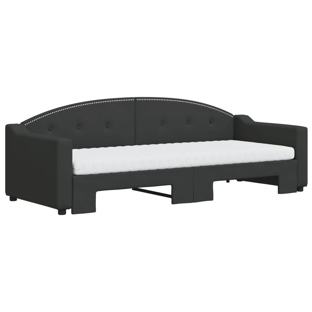Sofá cama nido con colchón tela negro 80x200 cm